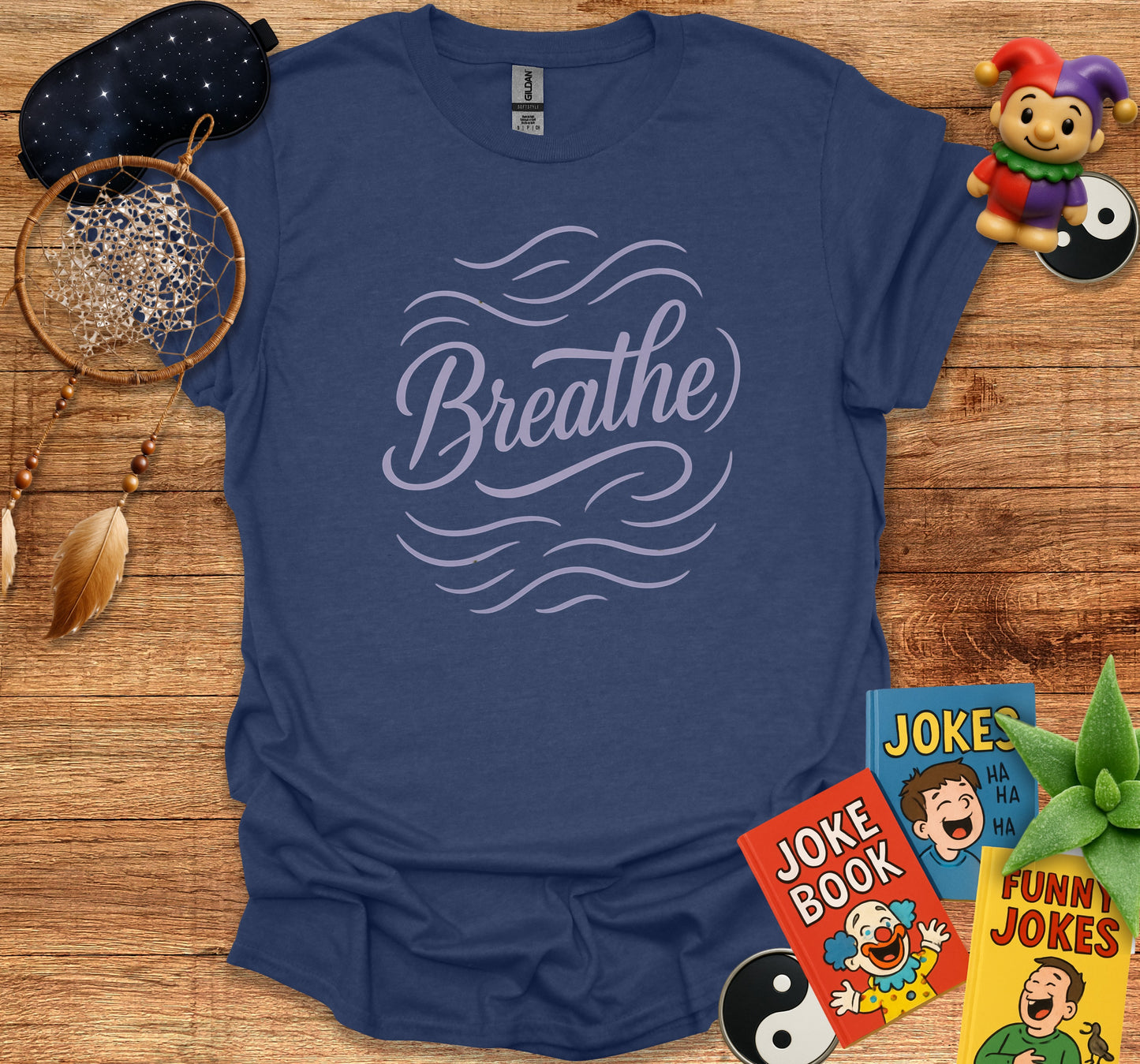 Breathe printed short sleeve funny jokes product type