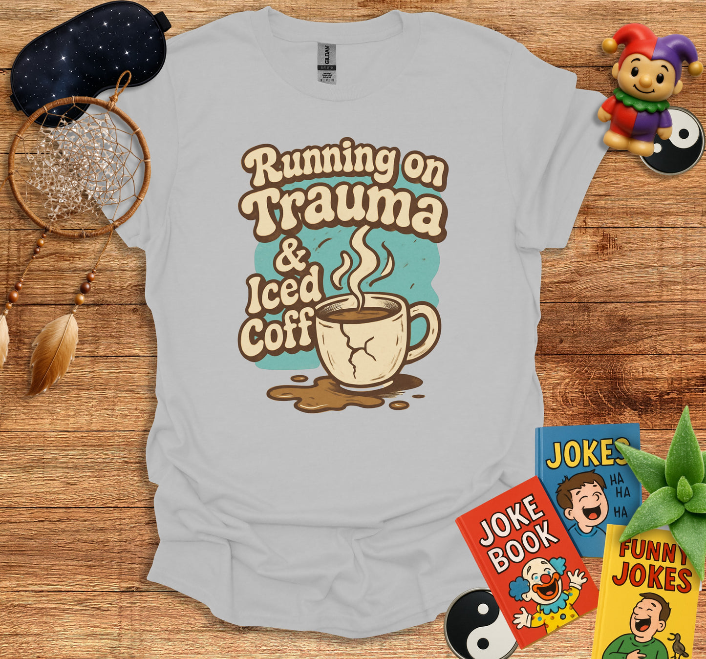 Running on Trauma and Iced Coffee Graphic T-shirt product