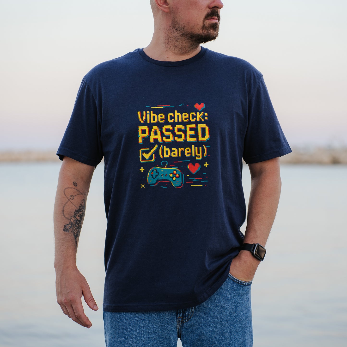 Vibe Check Passed Barely Funny Gaming Shirt product