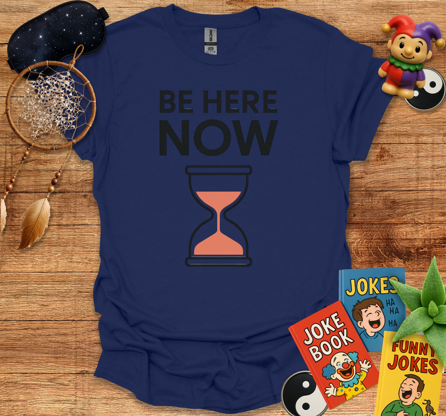 Be Here Now Hourglass Design Graphic T-Shirt Product