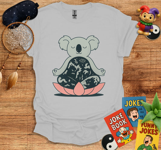 Meditating Koala Design on White T-Shirt product type