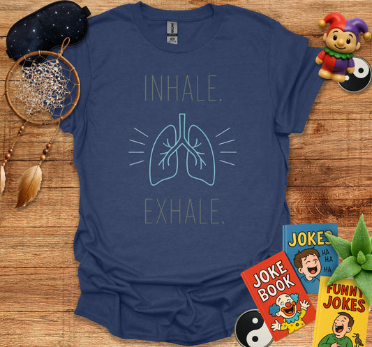 Inhale Exhale Blue Lung Health T-Shirt product type
