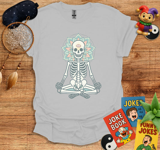 Funny Skeleton Meditating Graphic T Shirt product
