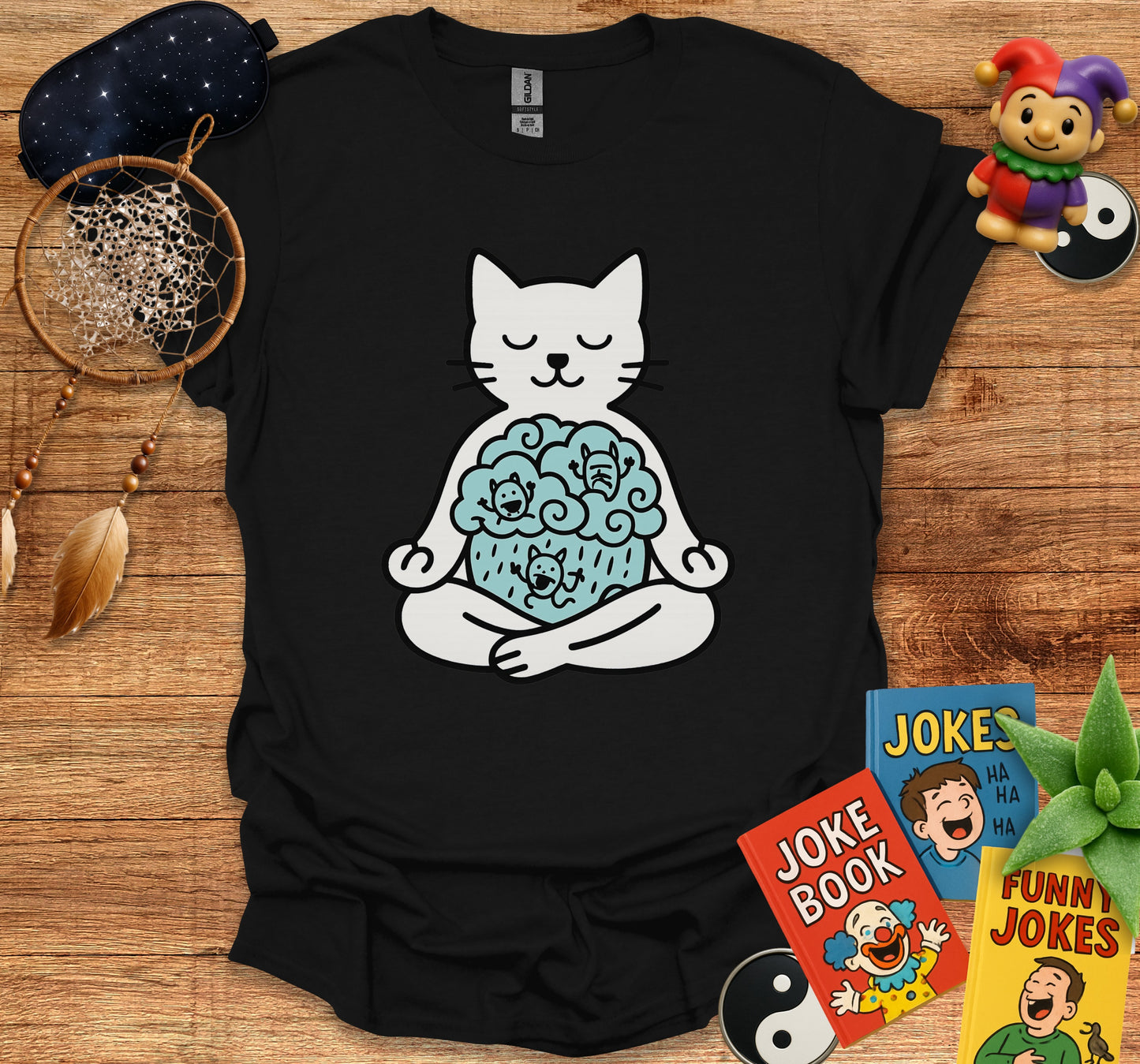 Meditating Cat with Laughter Graphic T-Shirt product type