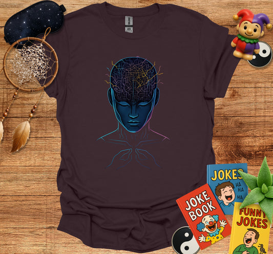 Neon Cyberpunk Head Graphic Design T-shirt Product