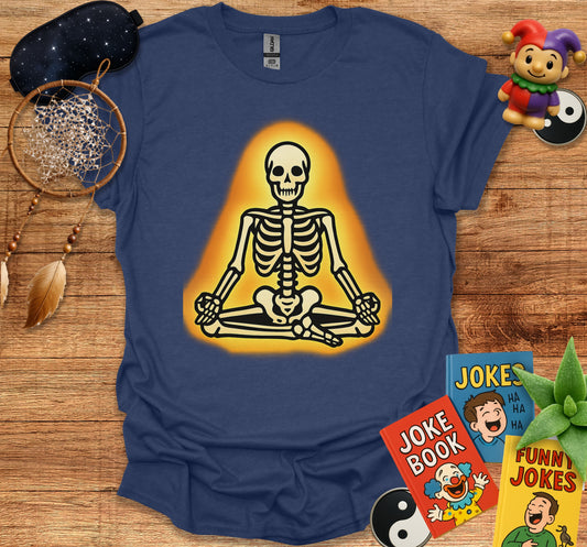 Meditating Skeleton Glow Graphic Short Sleeve Shirt product