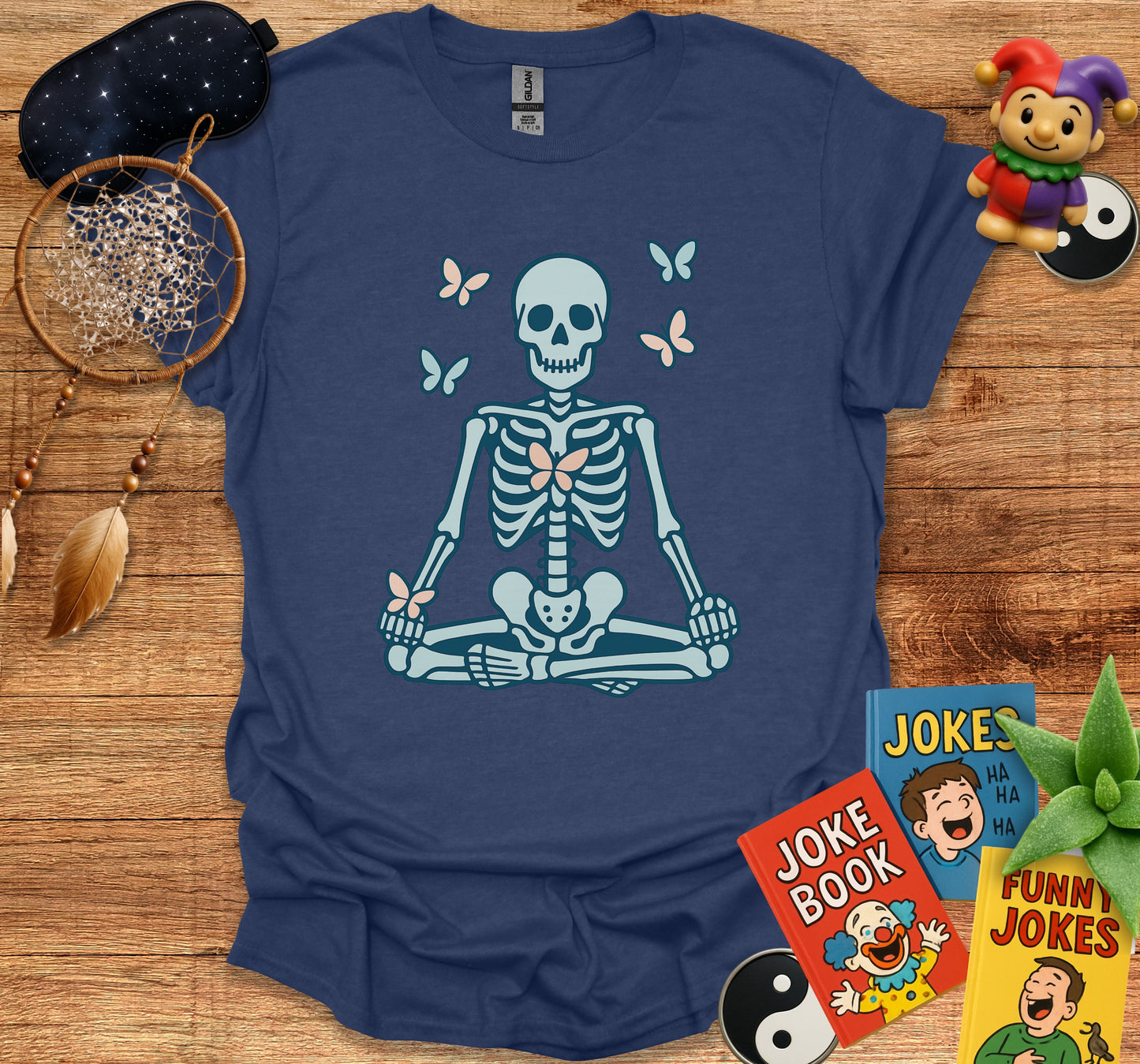 Meditating Skeleton with Butterflies Shirt product type