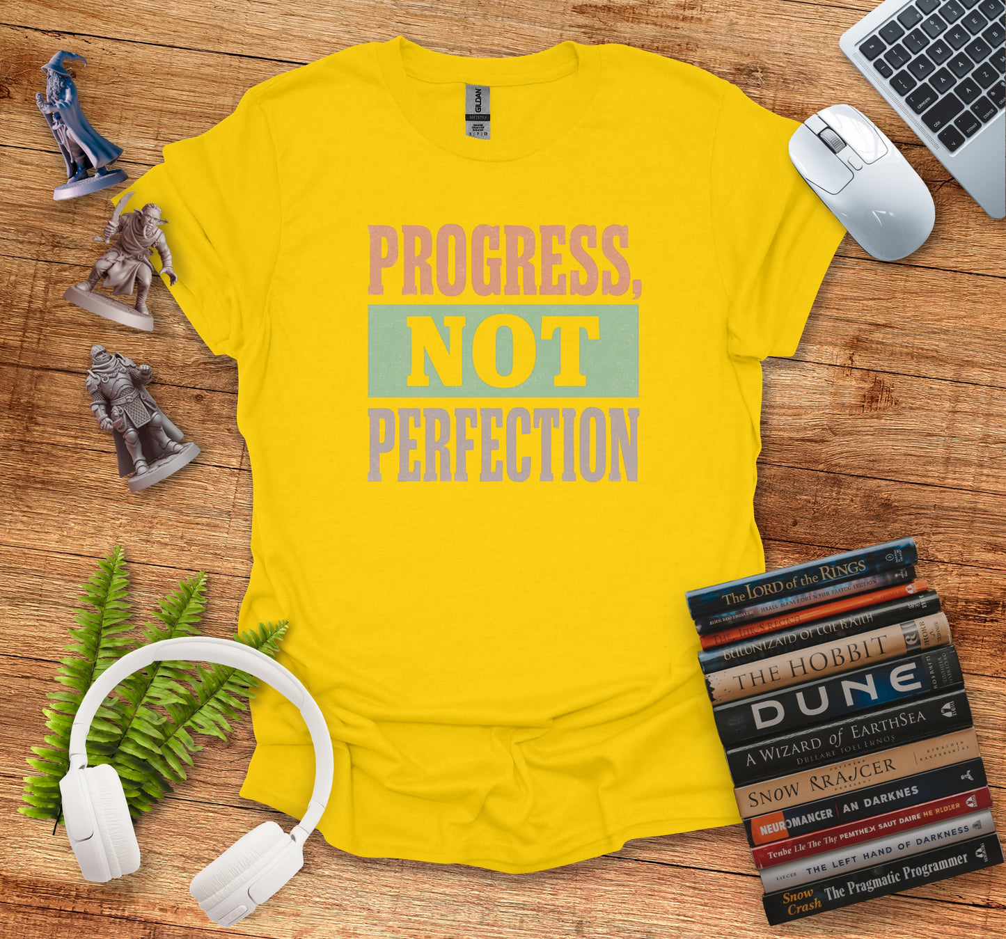 Progress Not Perfection Yellow T-shirt product type