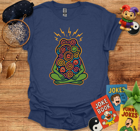 Meditative Pose with Colorful Swirls Graphic TShirt product type
