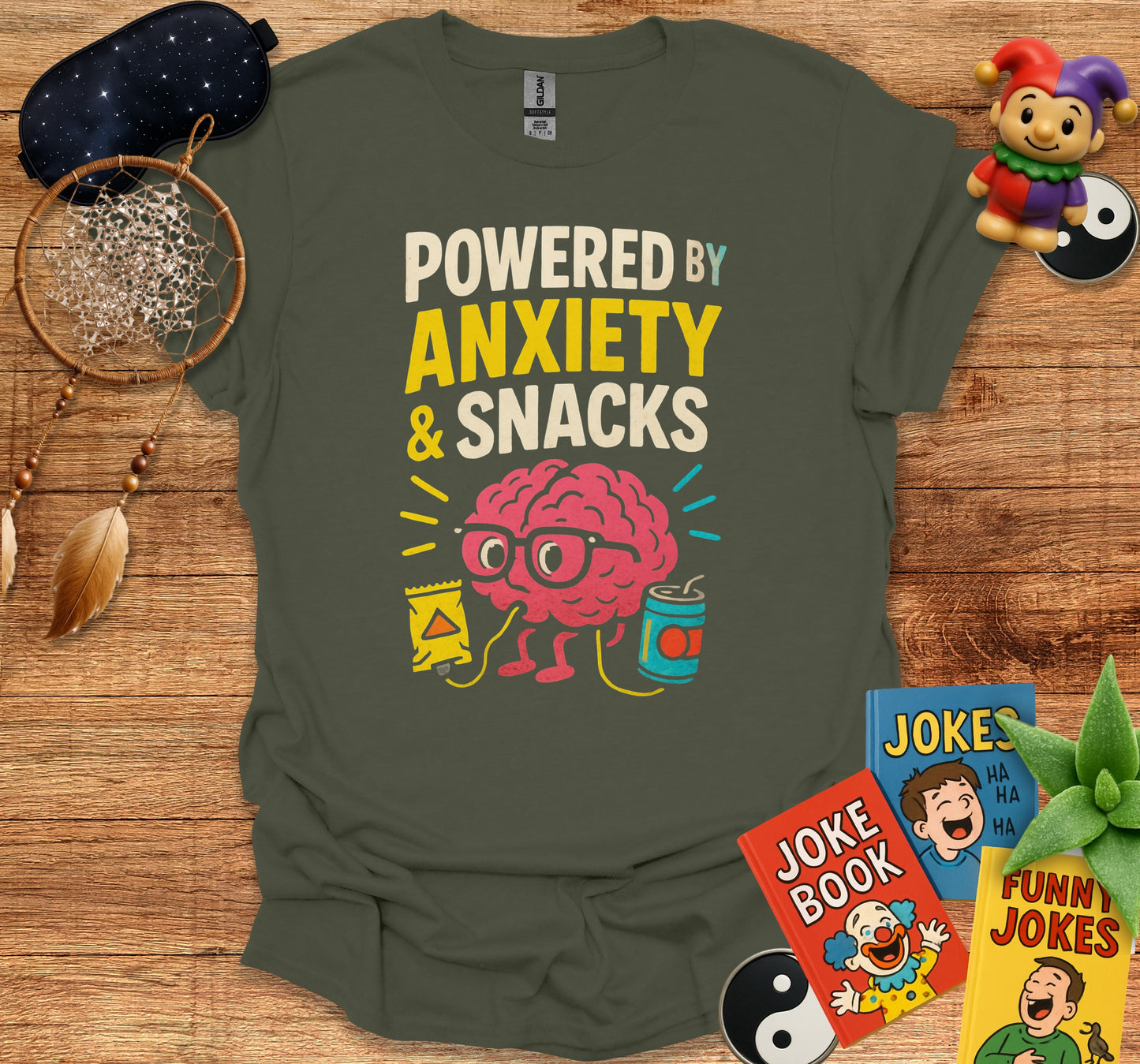 Powered by Anxiety and Snacks Graphic T-Shirt product type
