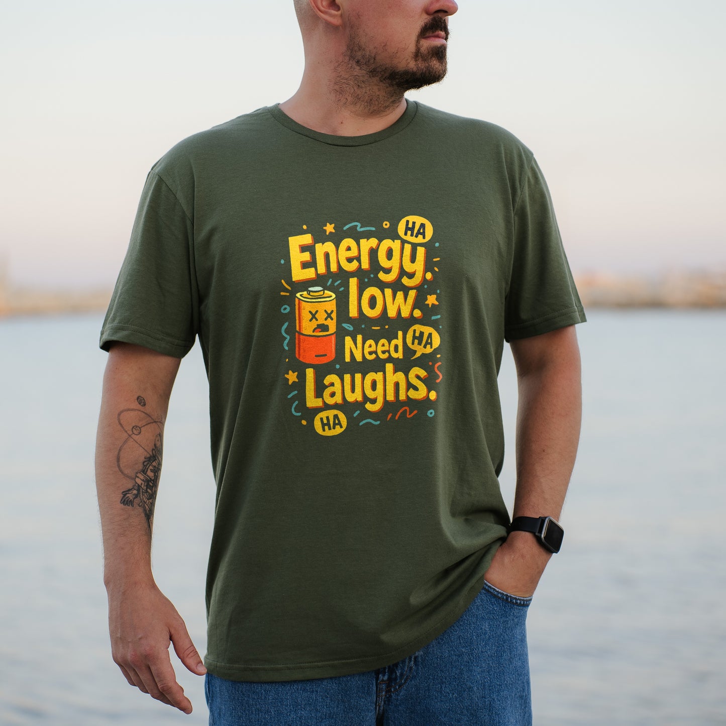 Energy Low Need Laughs Clear Graphic T-Shirt product type