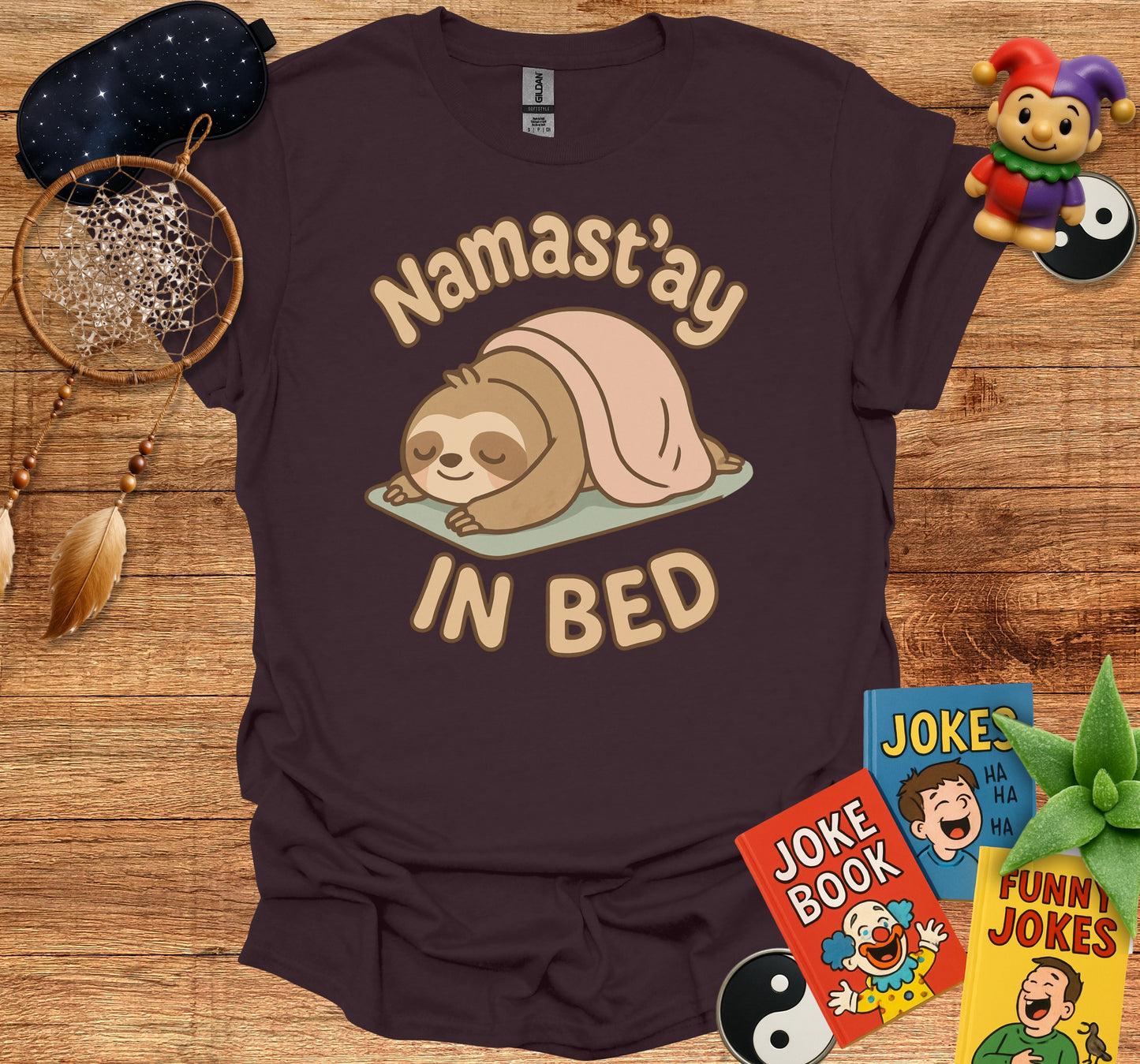 Namast'ay In Bed Funny Sloth TShirt product type