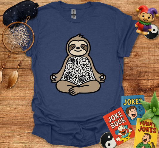Yoga Sloth with Hidden Faces and Flowers T-Shirt product