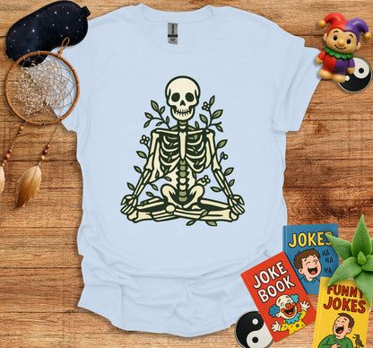 Meditating Skeleton with Floral Design T-shirt product