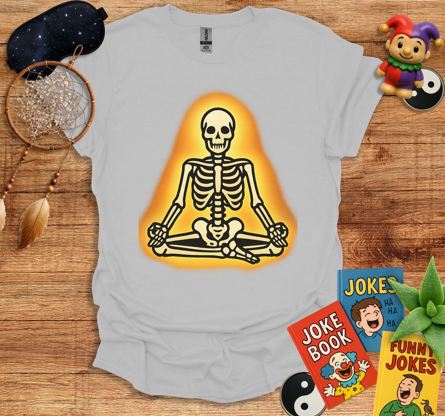 Meditating Skeleton Graphic Tee Shirt product type