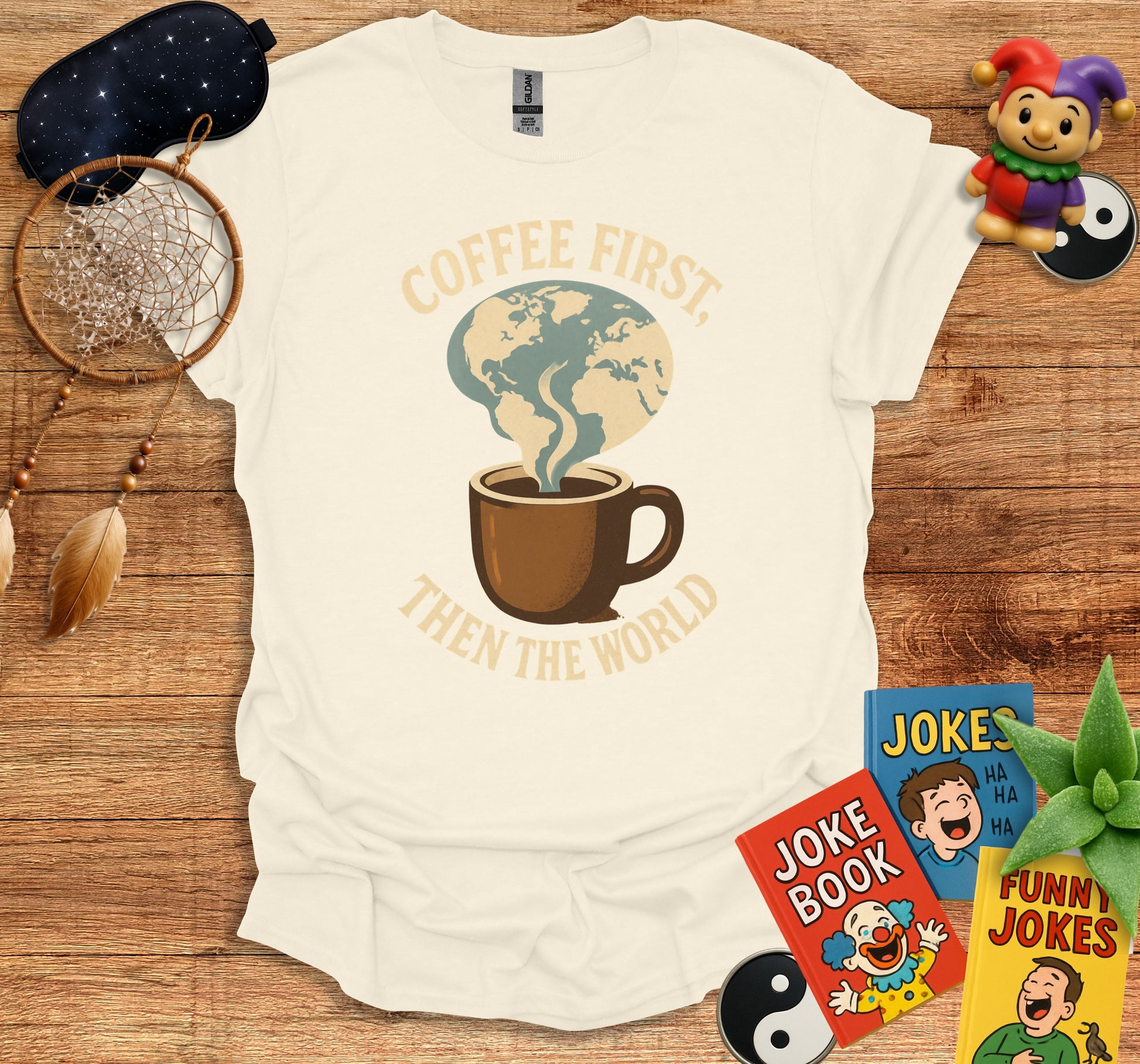 Coffee First Then The World Graphic Tee product