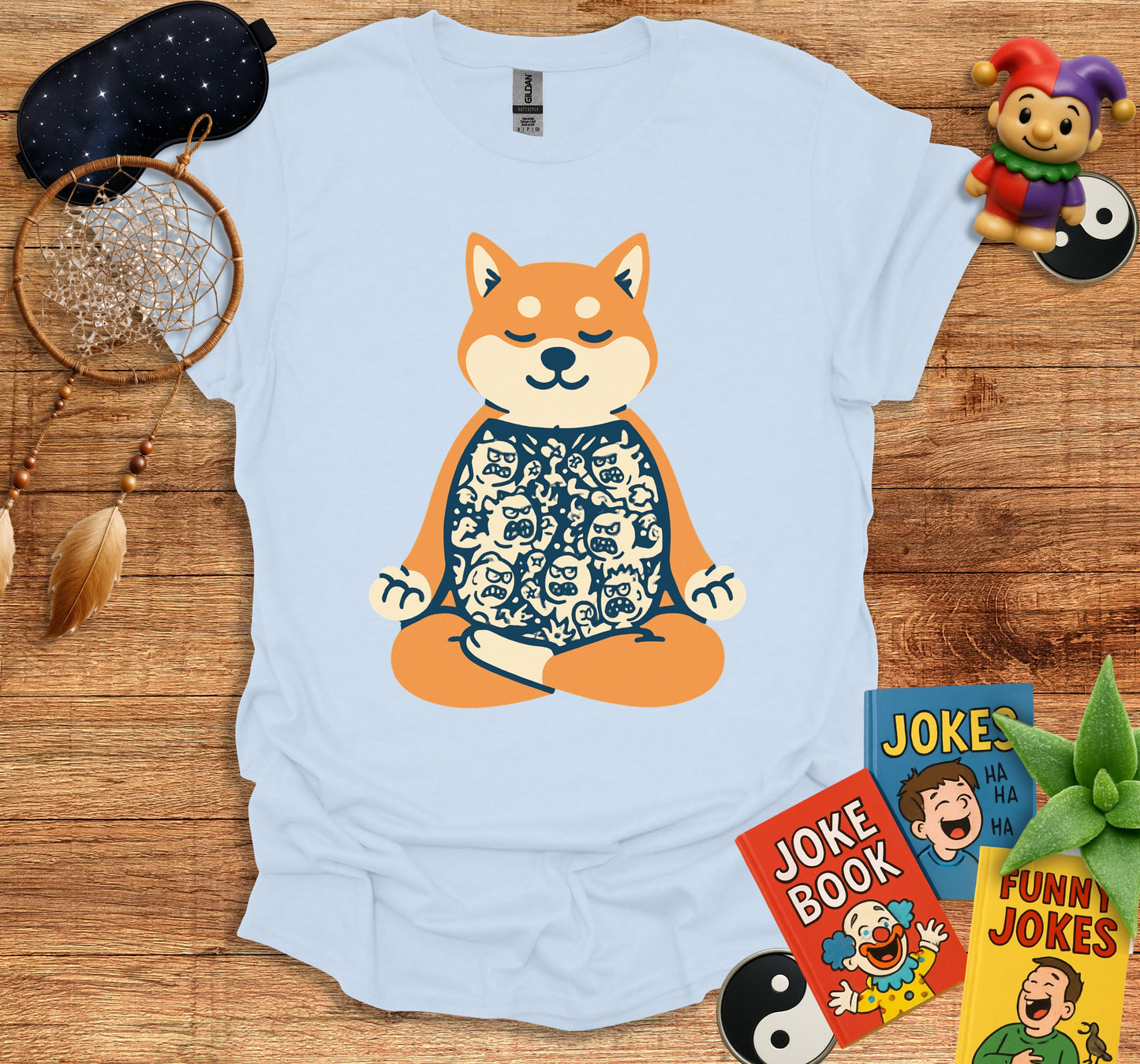 Playful Shiba Inu Zen Design on T-Shirt product