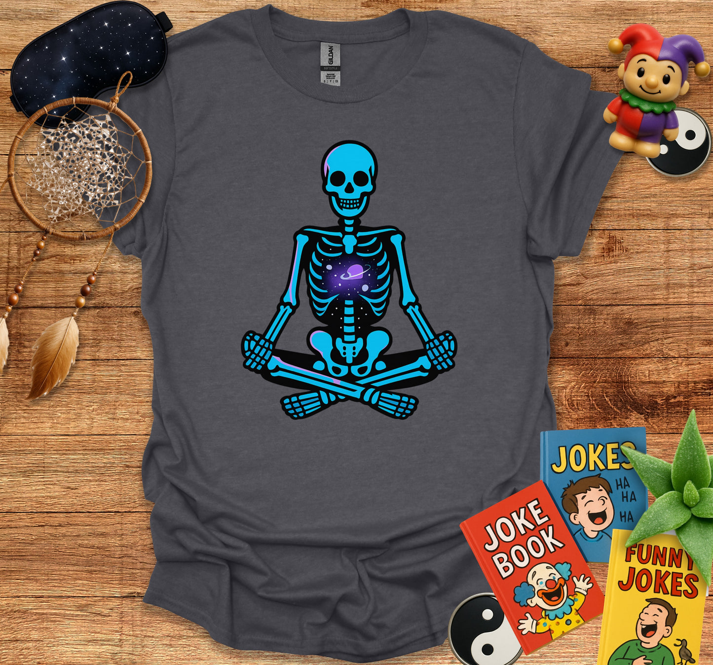 Meditating Skeleton Yoga Shirt Halloween Party product