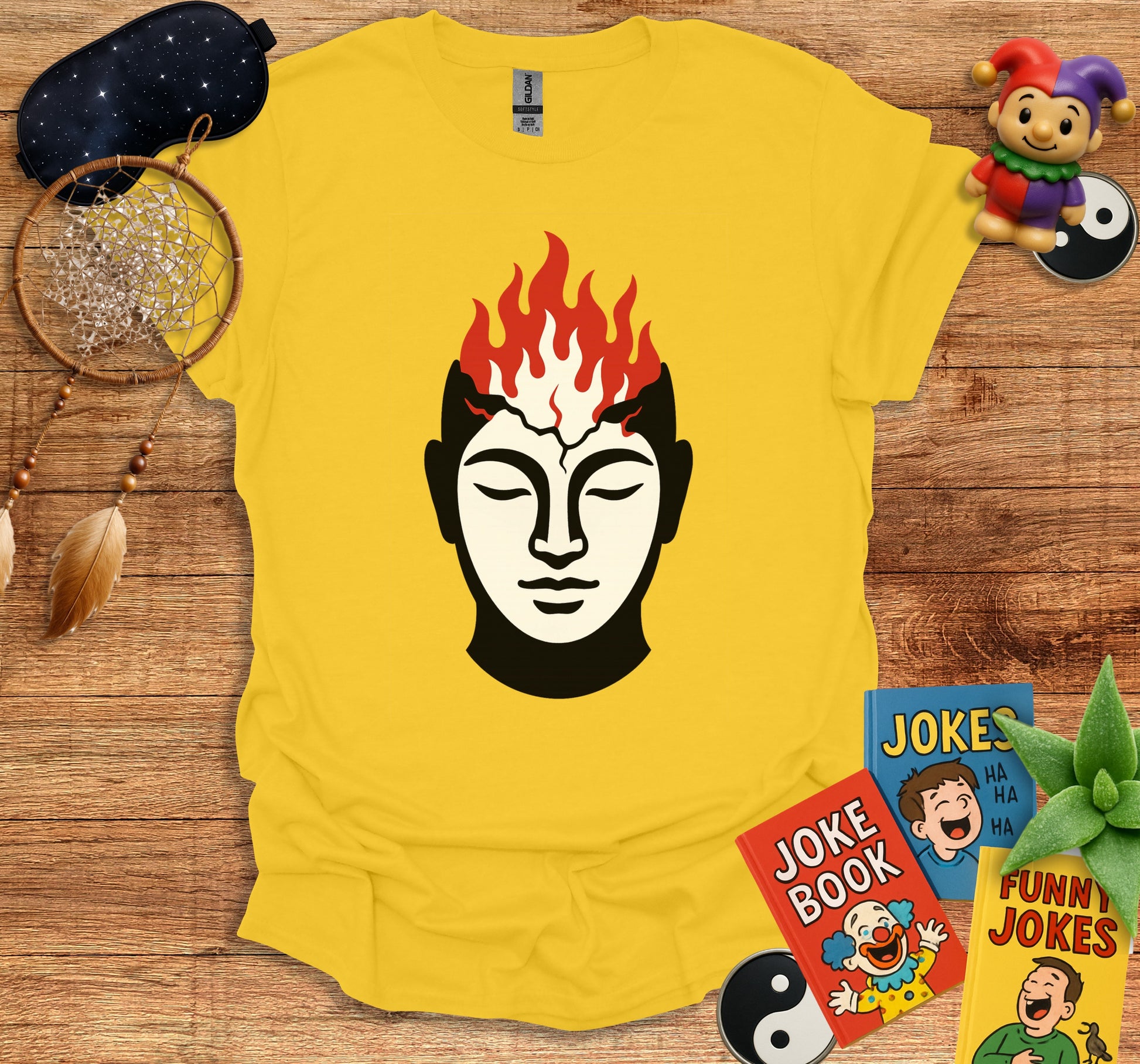 Artistic Zen Flame Head Unisex Graphic Tee Shirt product type