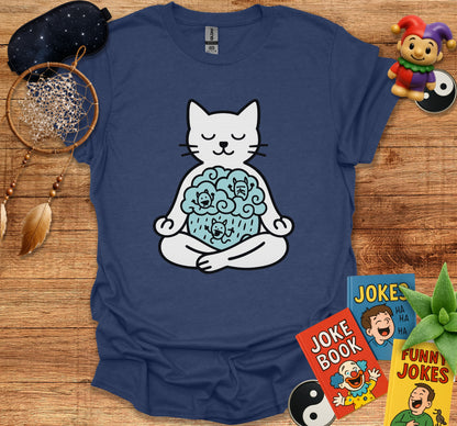 Meditating Cat with Funny Faces Print T-shirt product
