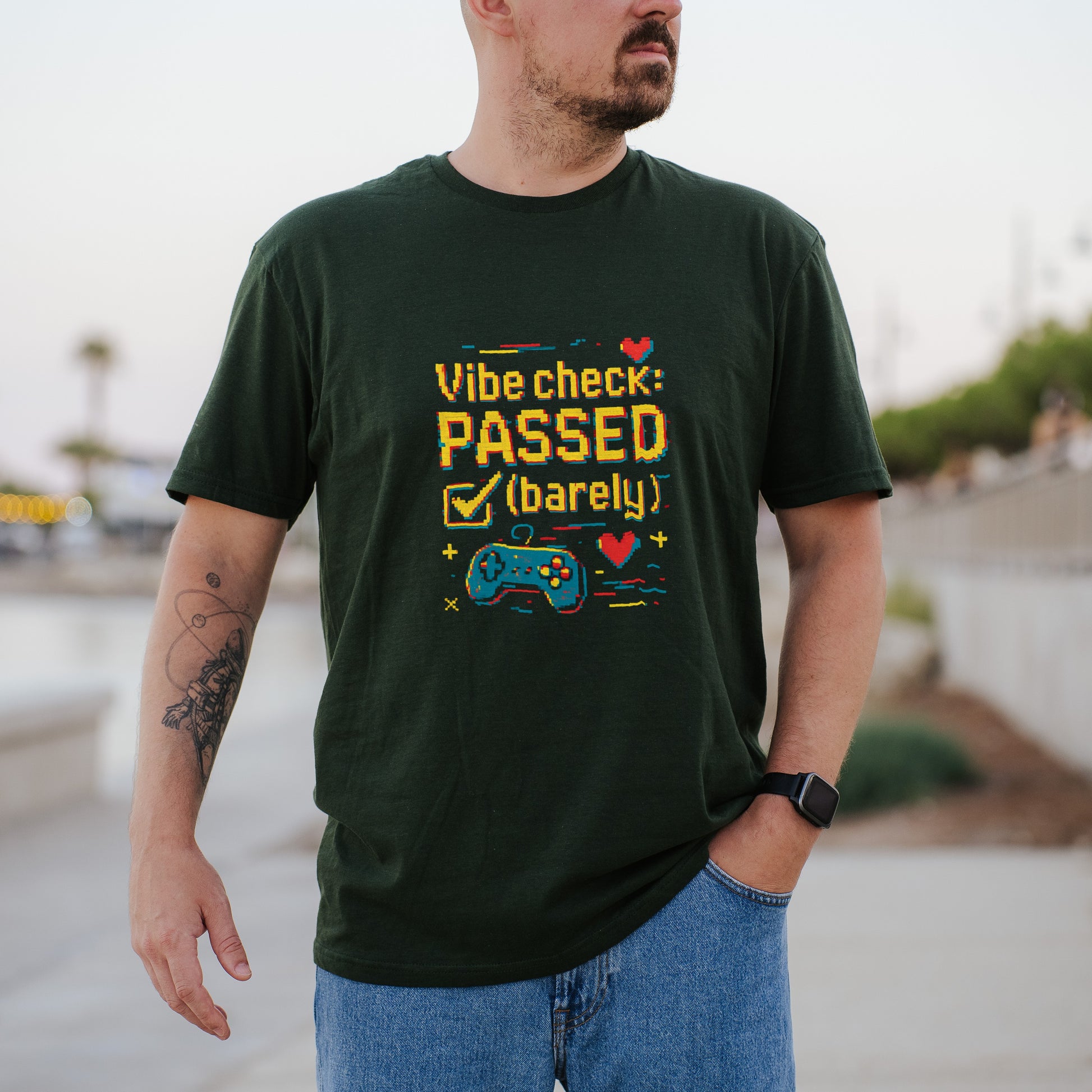 Vibe Check Passed Barely Graphic Gaming Shirt product type