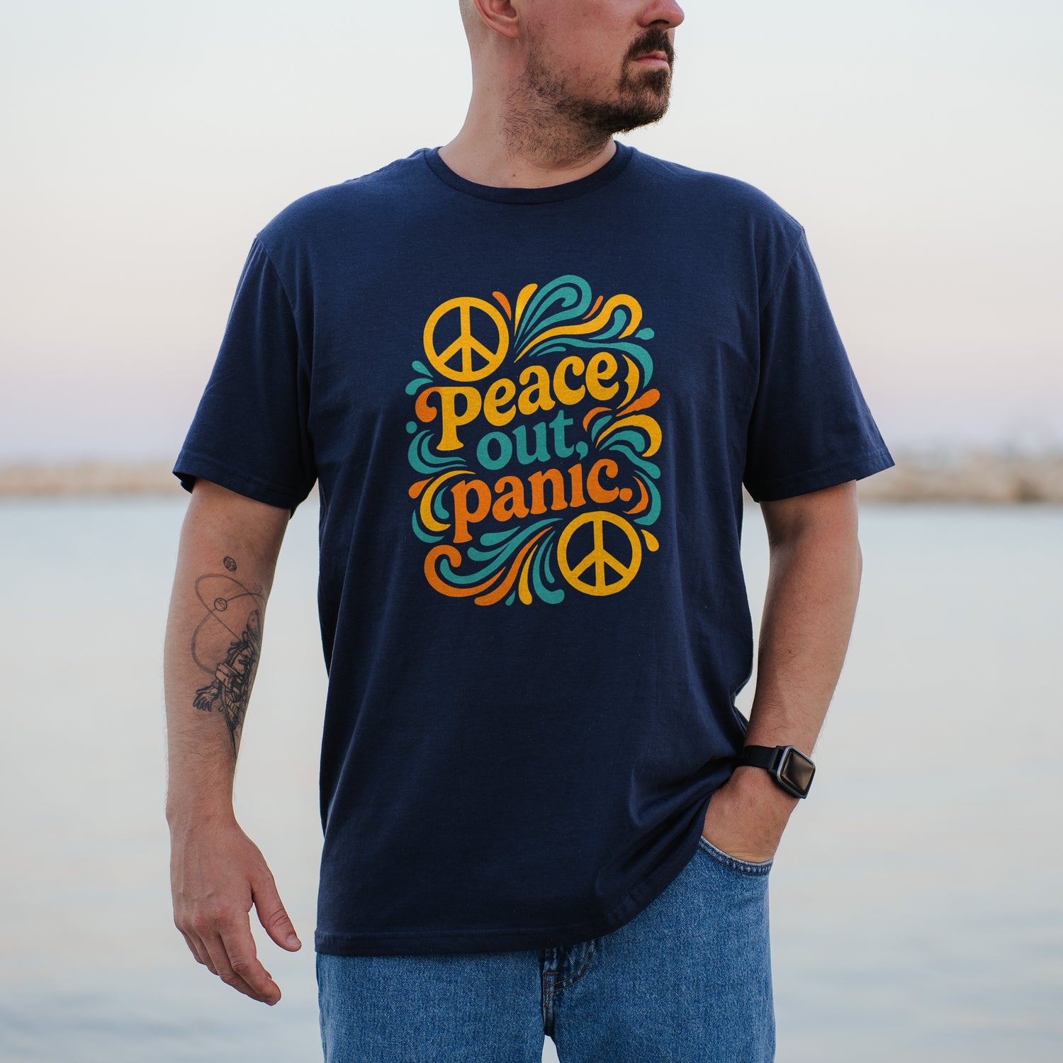 Peace Out Panic Groovy Design T-Shirt Product