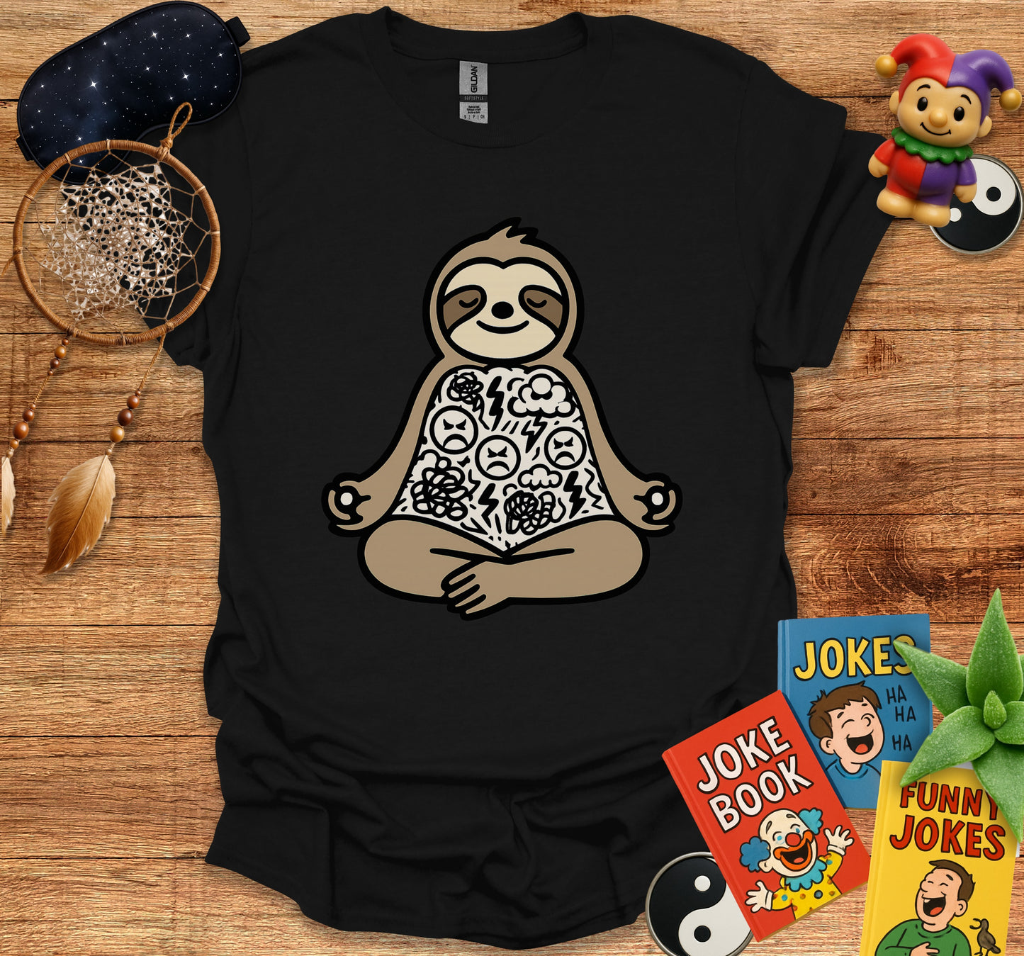 Zen Meditating Sloth Graphic Tee Shirt product type