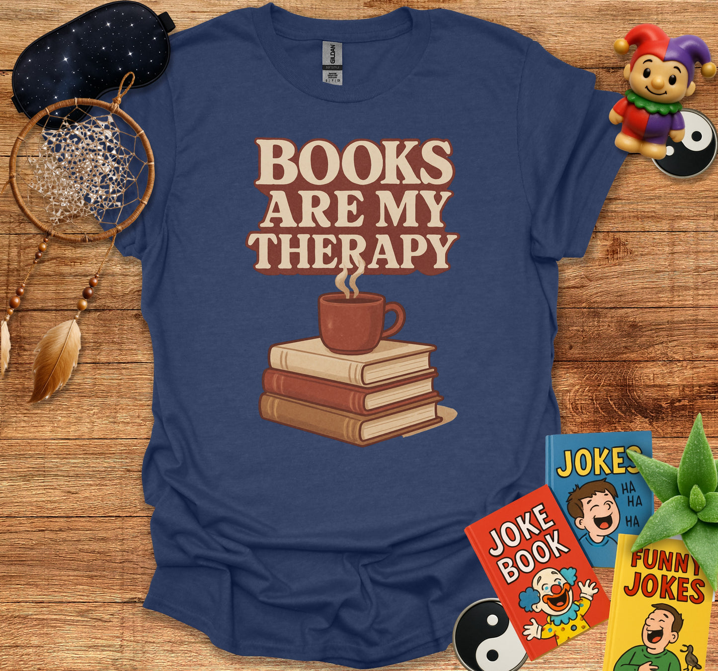 Books Are My Therapy Printed T Shirt product