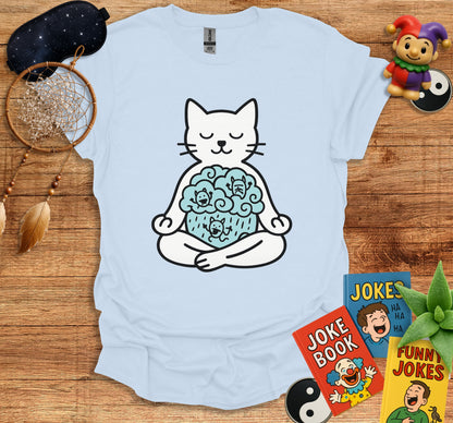 Meditating Cat with Clouds Funny Graphic T-Shirt product