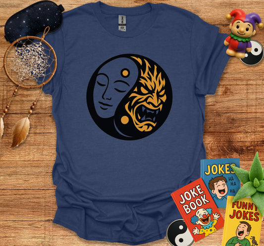 Yin Yang Face Moon and Tiger Graphic T-Shirt product