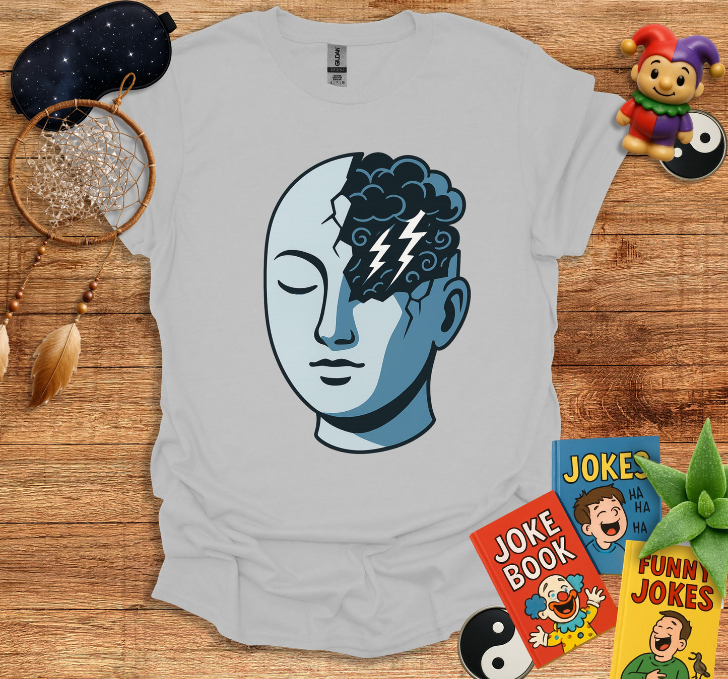 Striking Lightning Head Design Printed T-shirt product type