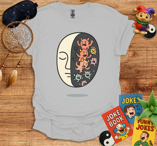 Whimsical Half Face Comic Characters Graphic Shirt product