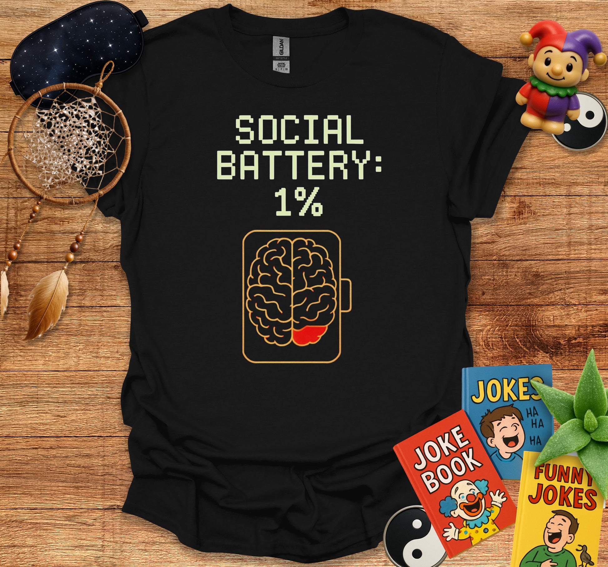 Social Battery 1% Funny Introvert Design T-shirt product