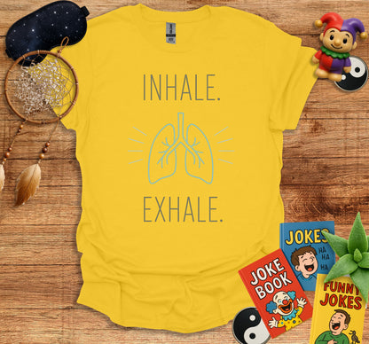 Inhale Exhale Lungs Graphic Minimalist Yoga Zen Style T-Shirt