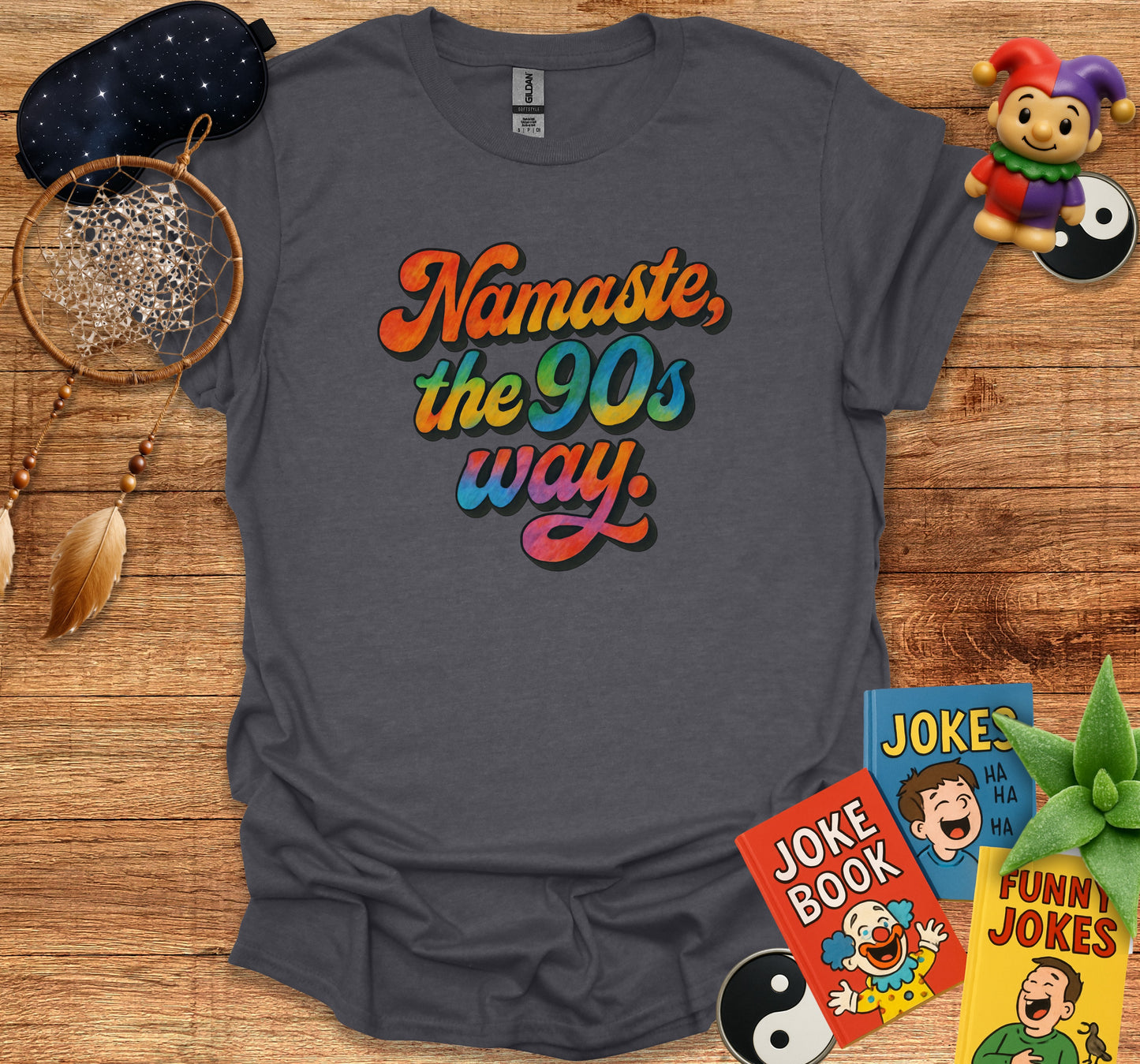 Embrace the 90s Namaste Gradient Graphic T-Shirt