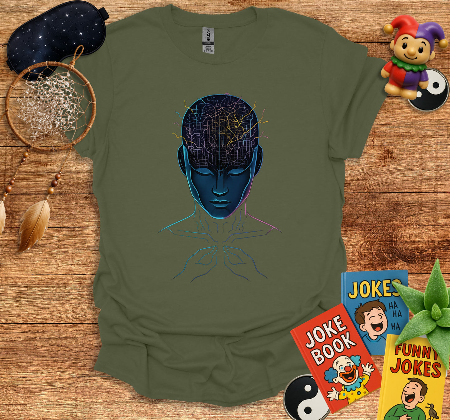 Psychedelic Cyber Head Design T-Shirt product type