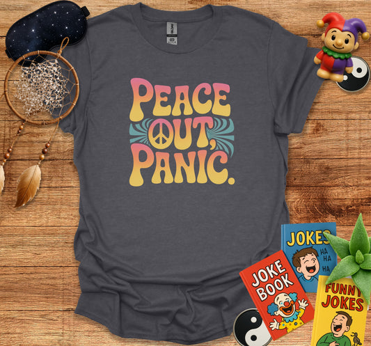 Peace Out Panic Colorful Retro Graphic Tee product