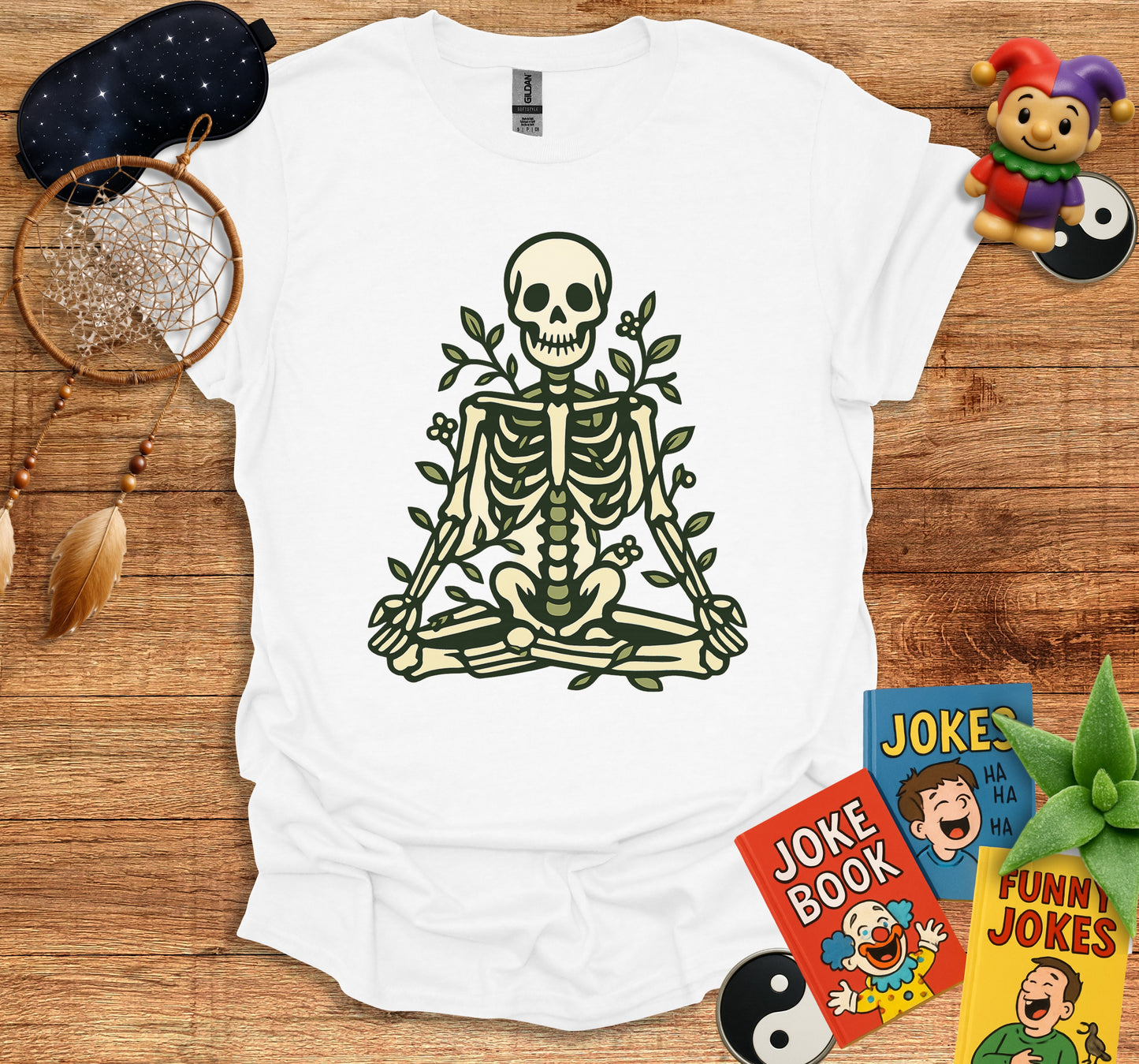Skeleton Meditating with Plants Illustration Shirt product type