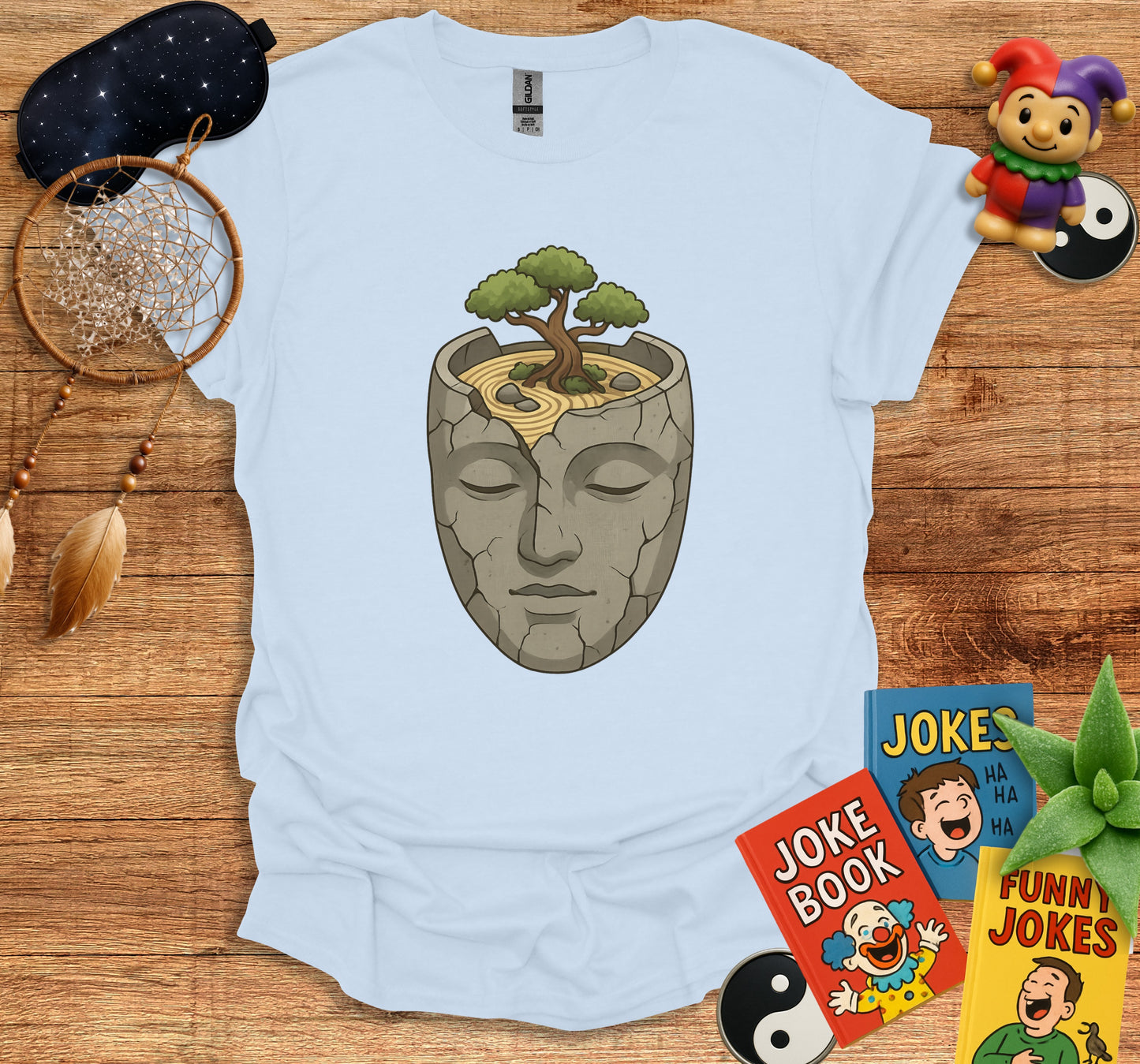 Meditative Stone Face Tree Growing Design T-shirt product