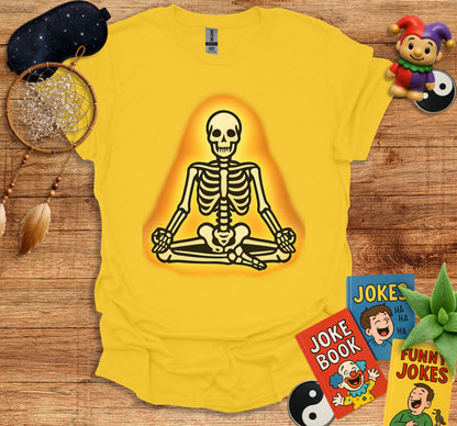 Meditative Skeleton Graphic Tee Shirt Unique Novelty product