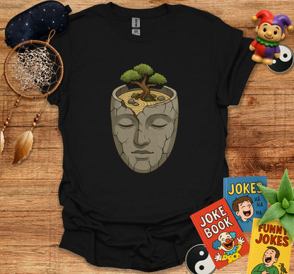 Meditative Face with Tree Zen Art Black T-Shirt product