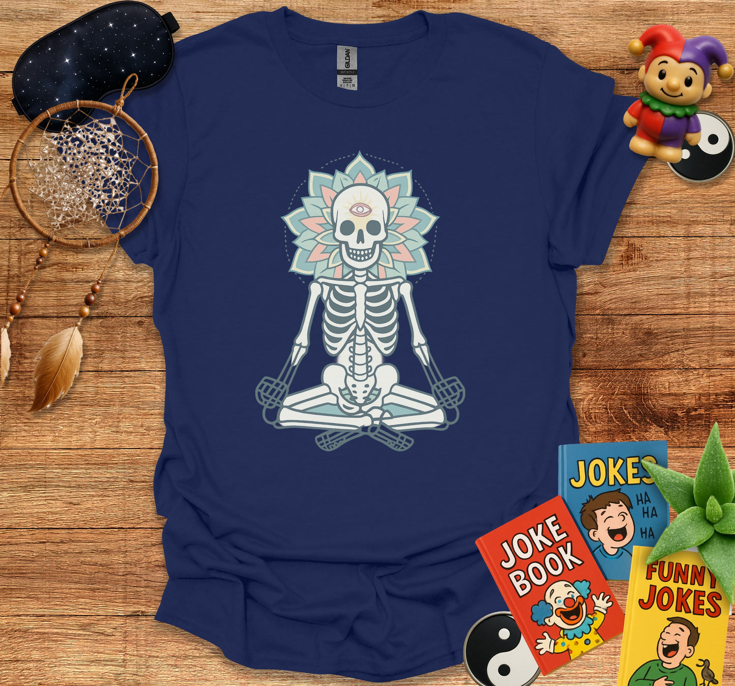 Meditating Skeleton Lotus Flower Graphic T-shirt product