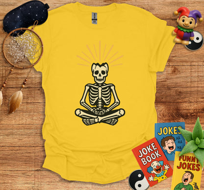 Meditating Skeleton with Joke Books T-shirt product