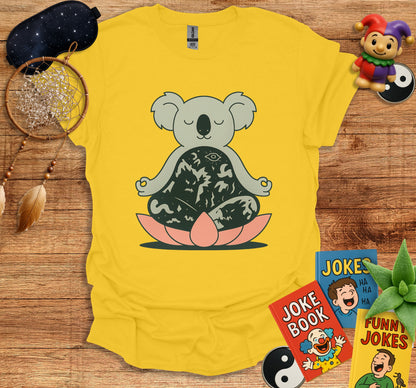 Meditating Koala Yellow Graphic Tee Shirt product type
