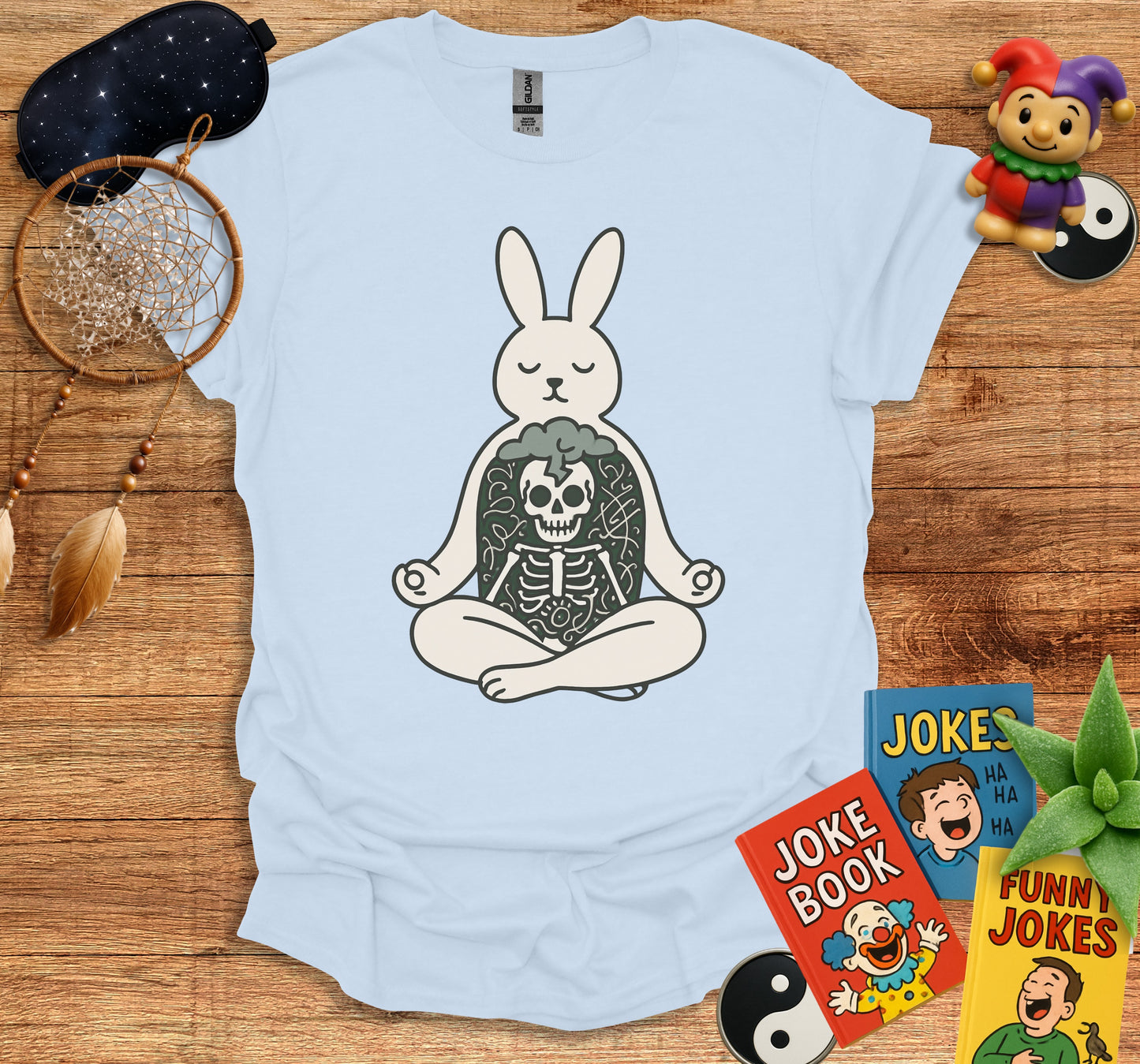 Meditating Bunny Skeleton Graphic T-Shirt product