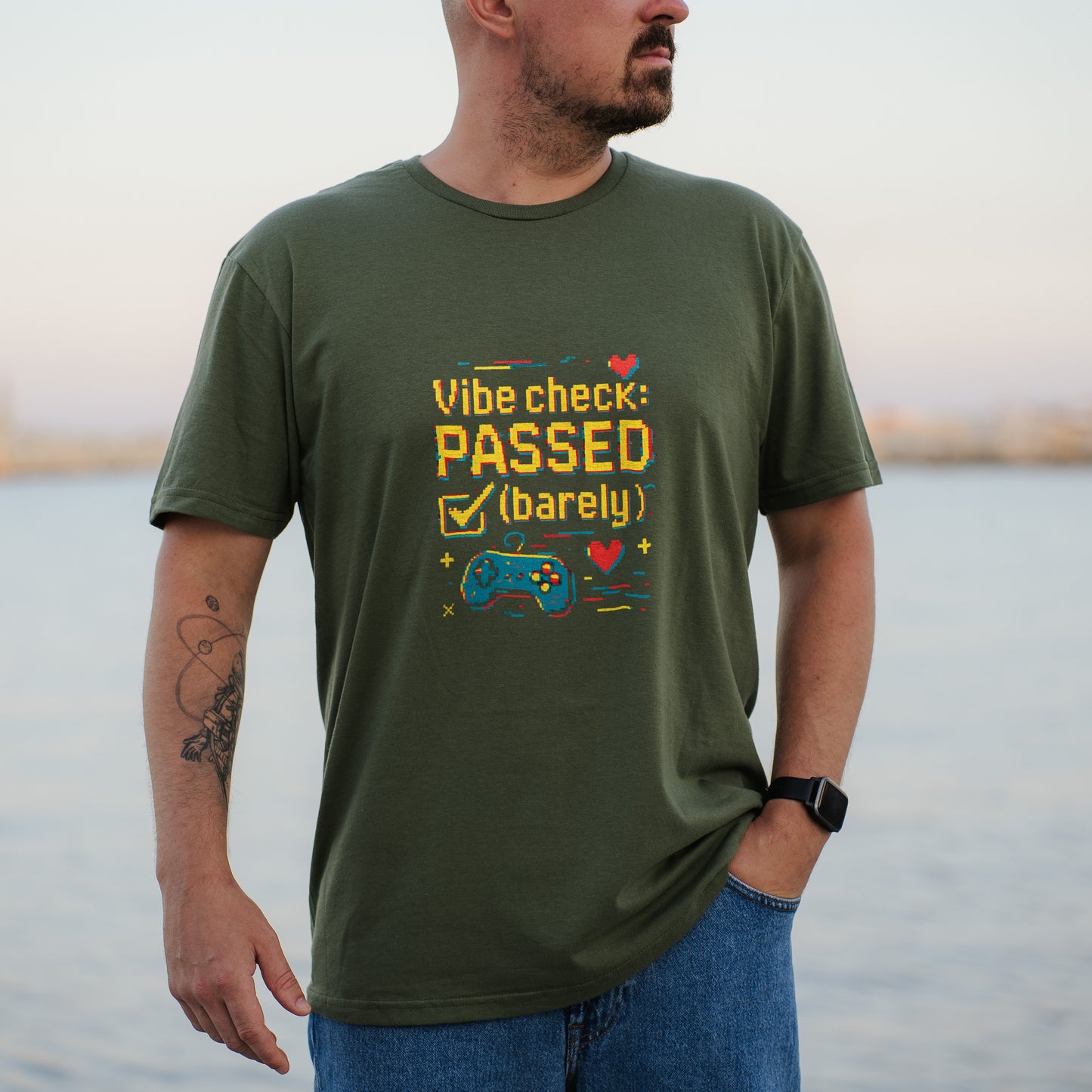Vibe Check Passed Barely Graphic Gaming T-Shirt product type