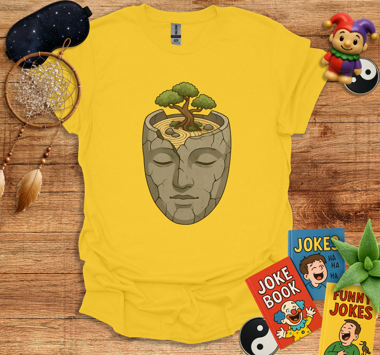 Meditative Face with Bonsai Tree Graphic T-Shirt product type