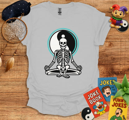 Meditating Skeleton Ying Yang Graphic Tee Shirt product