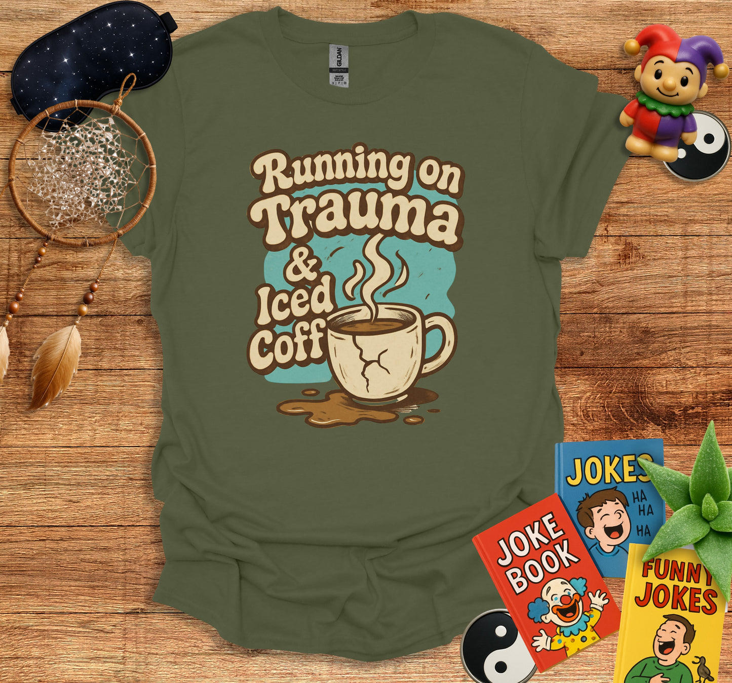 Running on Trauma and Iced Coffee T-Shirt product type