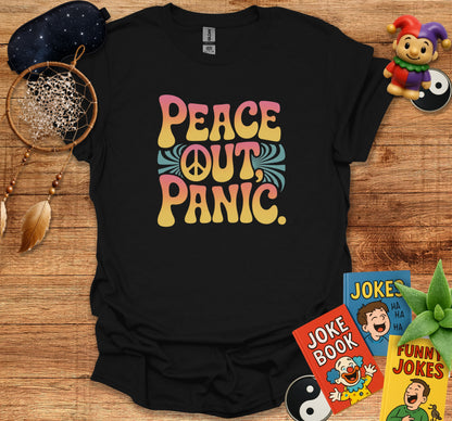 Peace Out Panic Colorful Lettering Graphic Tee product